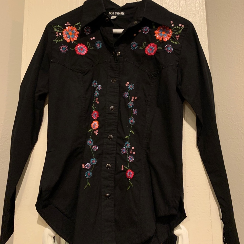 Jeweled Basil and Maude shirt
